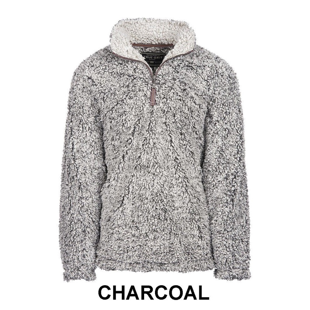 grizzly sherpa fuzzy charcoal pullover NWOT